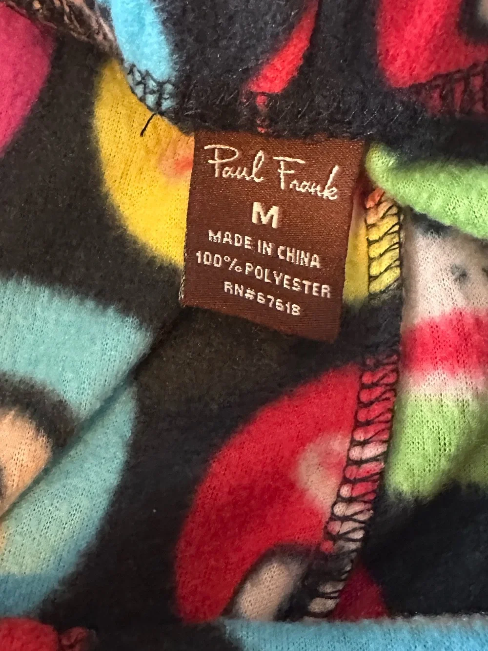 Vintage Paul Frank Kid’s Fleece Colorful Pajama Bottoms in Size medium